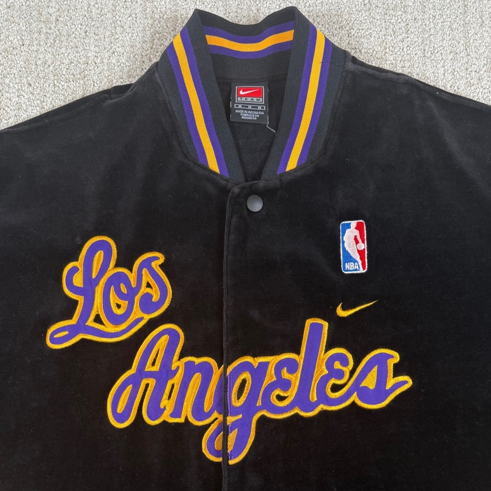 Nike Mens Medium Los Angeles Lakers Velour Black Terry Cloth Shooting Shirt